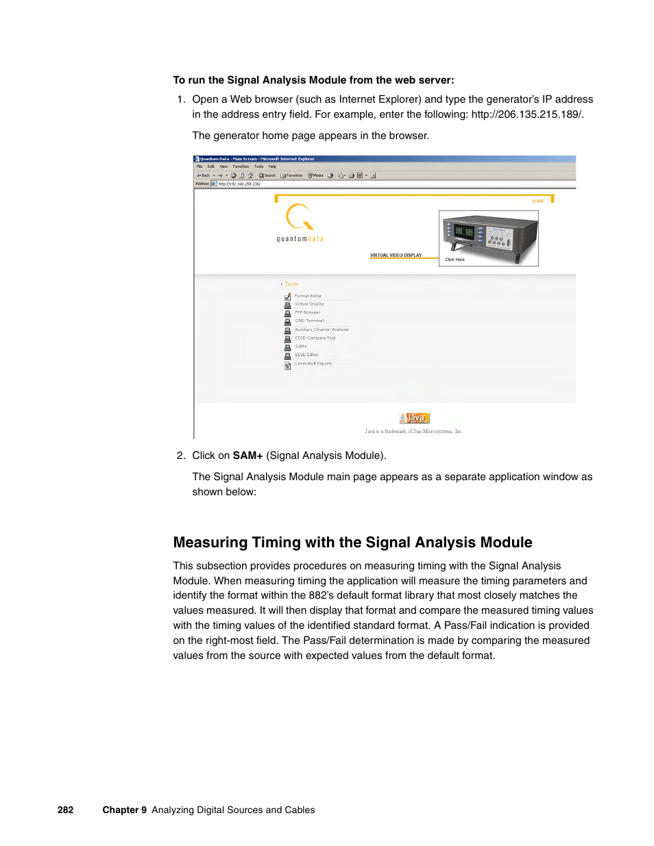 Measuring timing with the signal analysis module | Quantum Data 881 User Manual | Page 300 / 1268