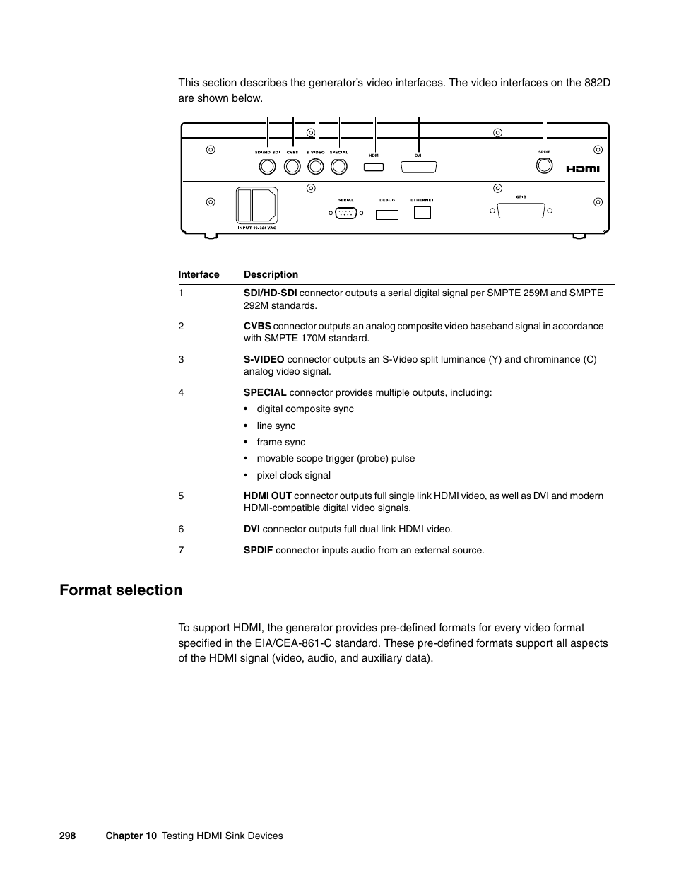 Format selection | Quantum Data 881 User Manual | Page 316 / 1268