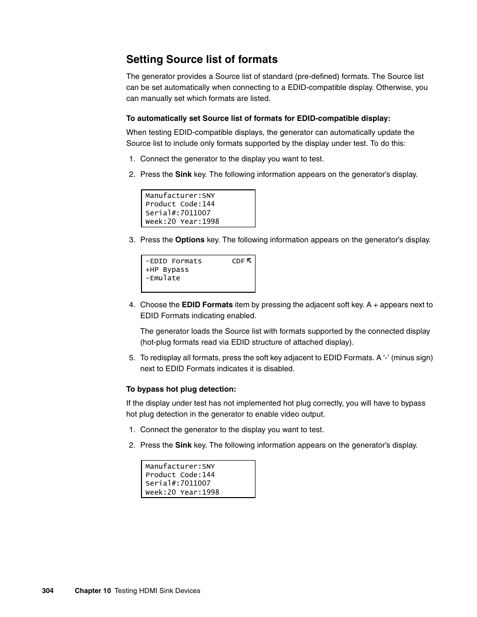 Setting source list of formats | Quantum Data 881 User Manual | Page 322 / 1268