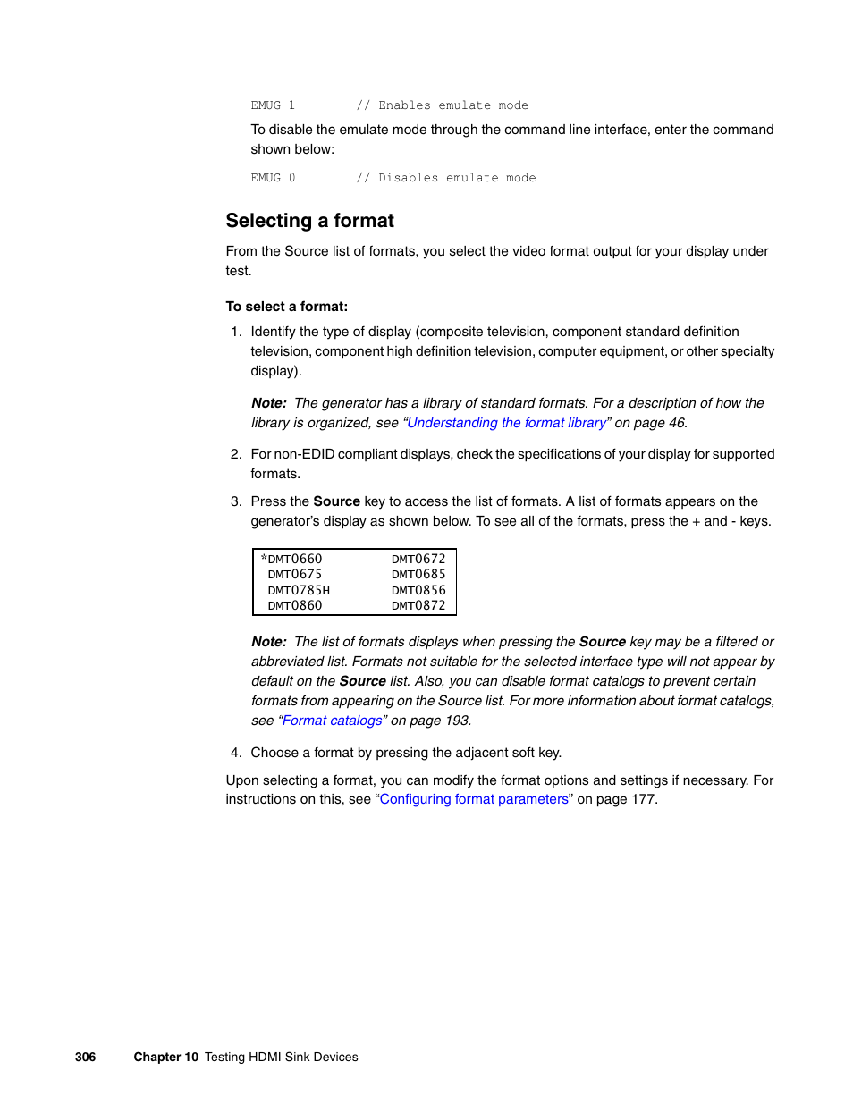 Selecting a format | Quantum Data 881 User Manual | Page 324 / 1268