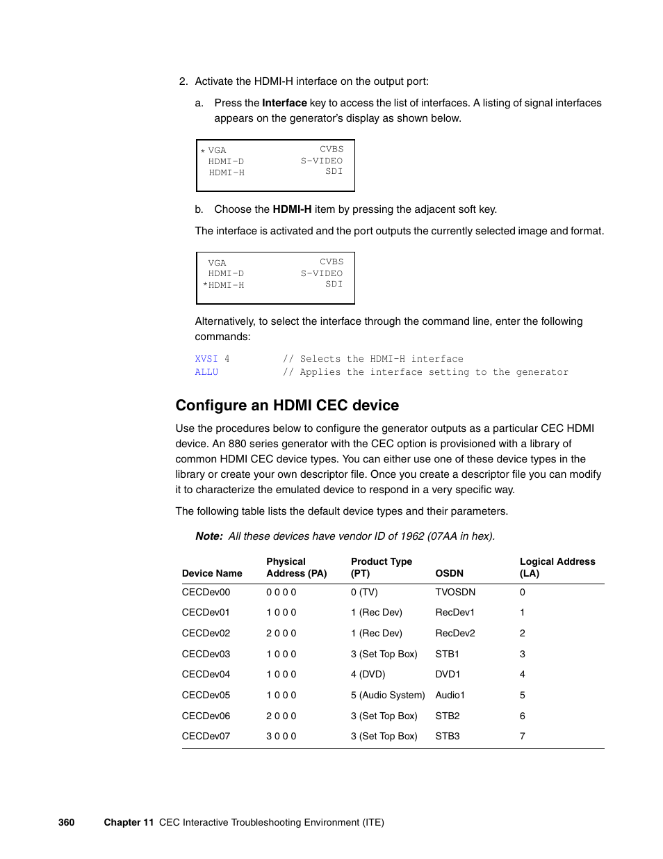 Configure an hdmi cec device | Quantum Data 881 User Manual | Page 378 / 1268