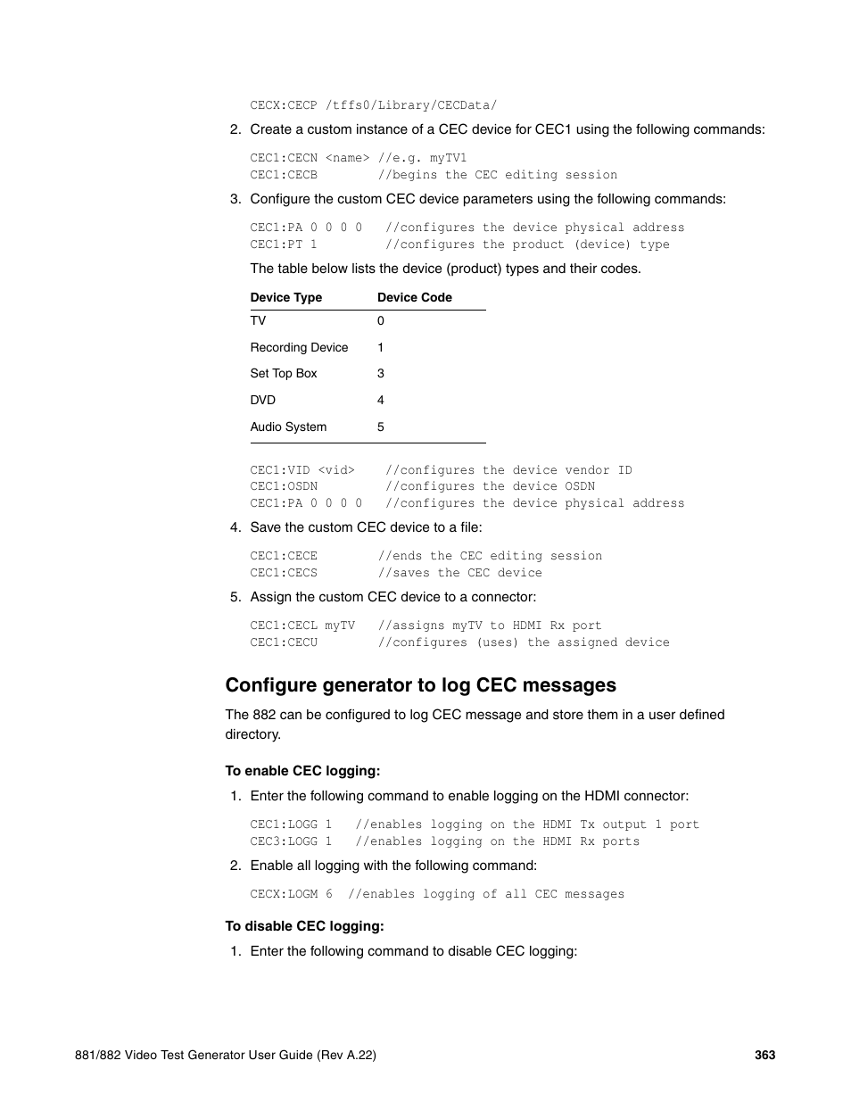 Configure generator to log cec messages | Quantum Data 881 User Manual | Page 381 / 1268