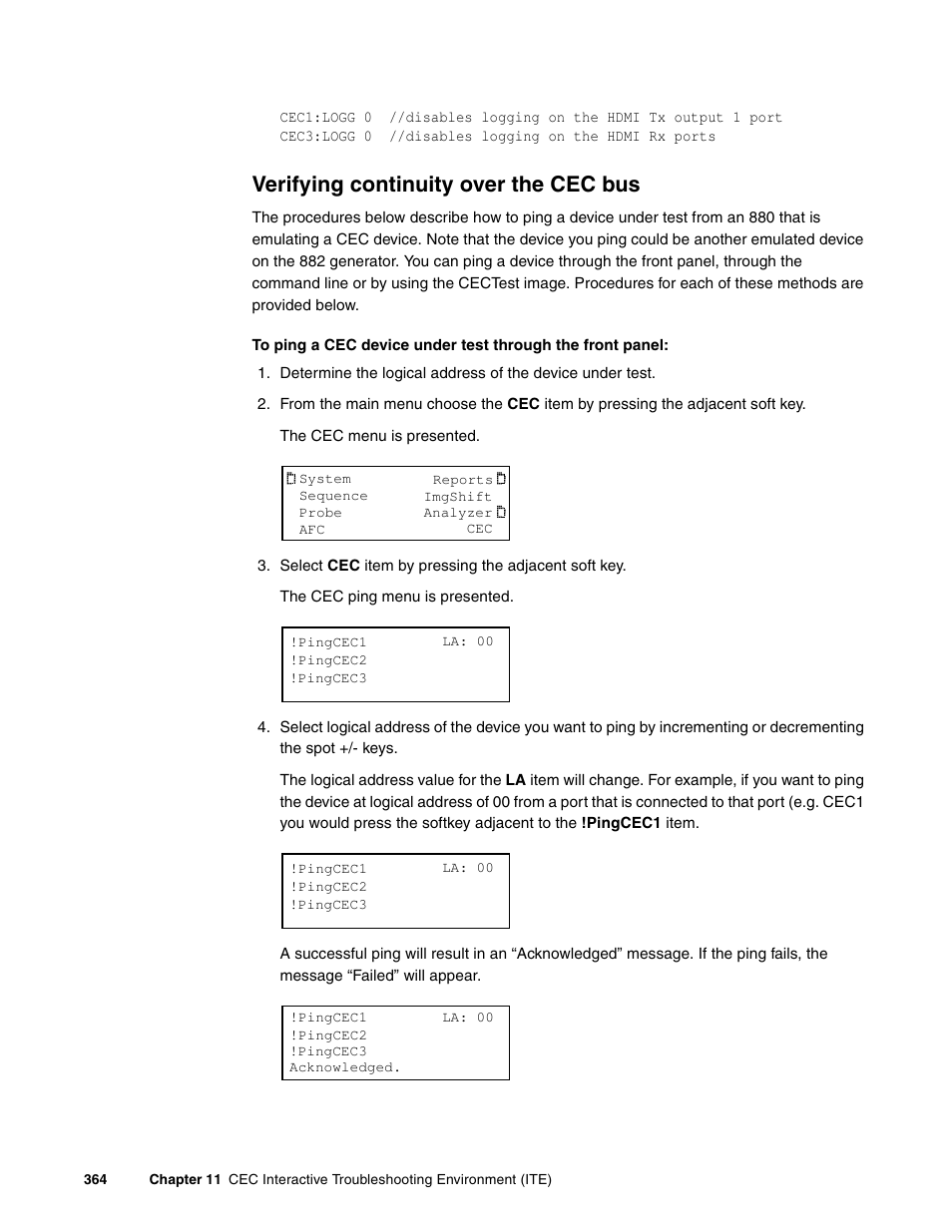Verifying continuity over the cec bus | Quantum Data 881 User Manual | Page 382 / 1268
