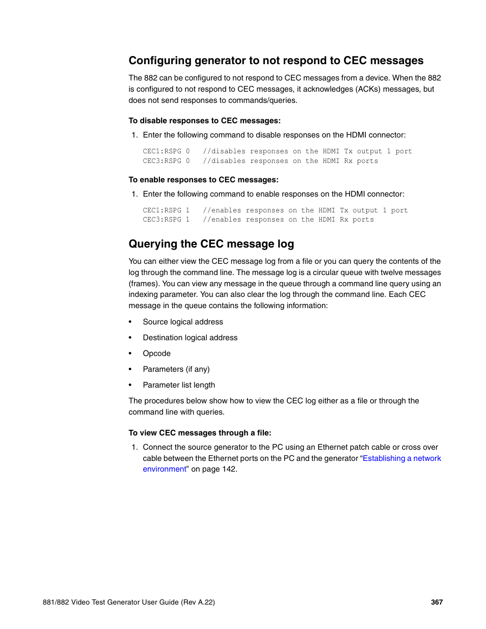 Querying the cec message log | Quantum Data 881 User Manual | Page 385 / 1268