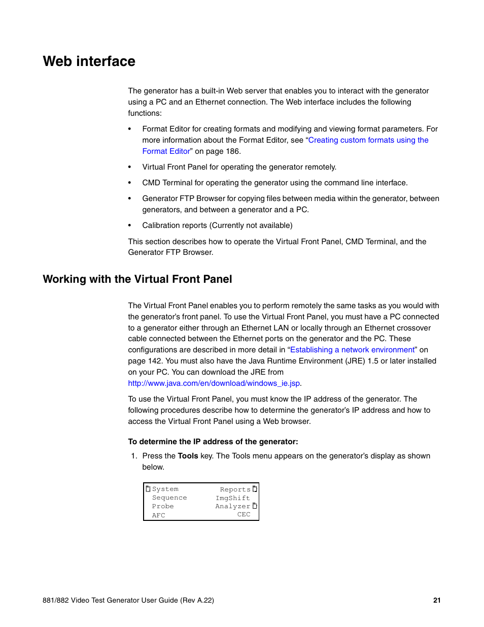Web interface, Working with the virtual front panel | Quantum Data 881 User Manual | Page 39 / 1268