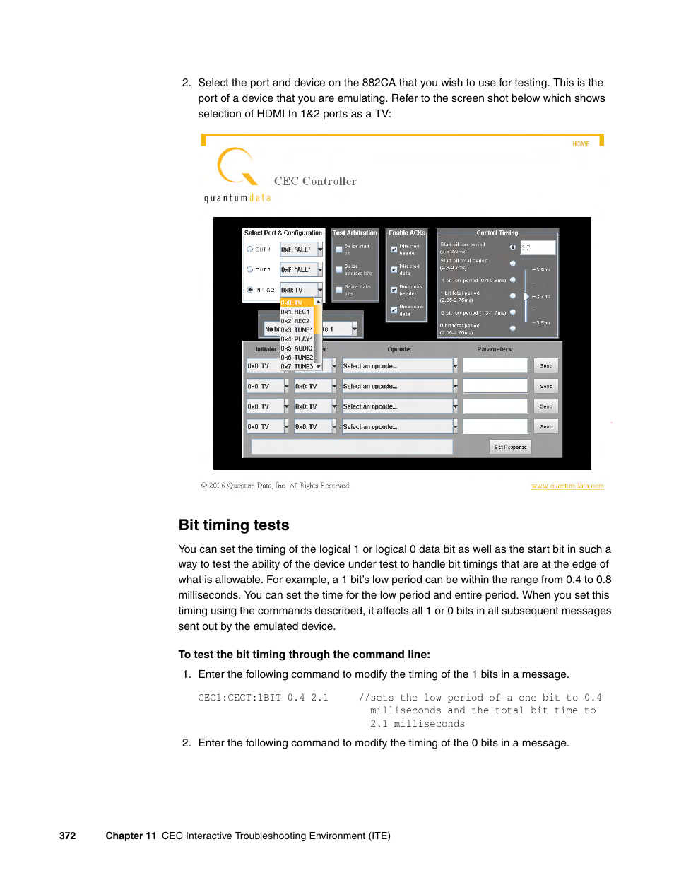 Bit timing tests | Quantum Data 881 User Manual | Page 390 / 1268