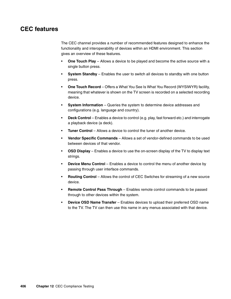 Cec features | Quantum Data 881 User Manual | Page 424 / 1268