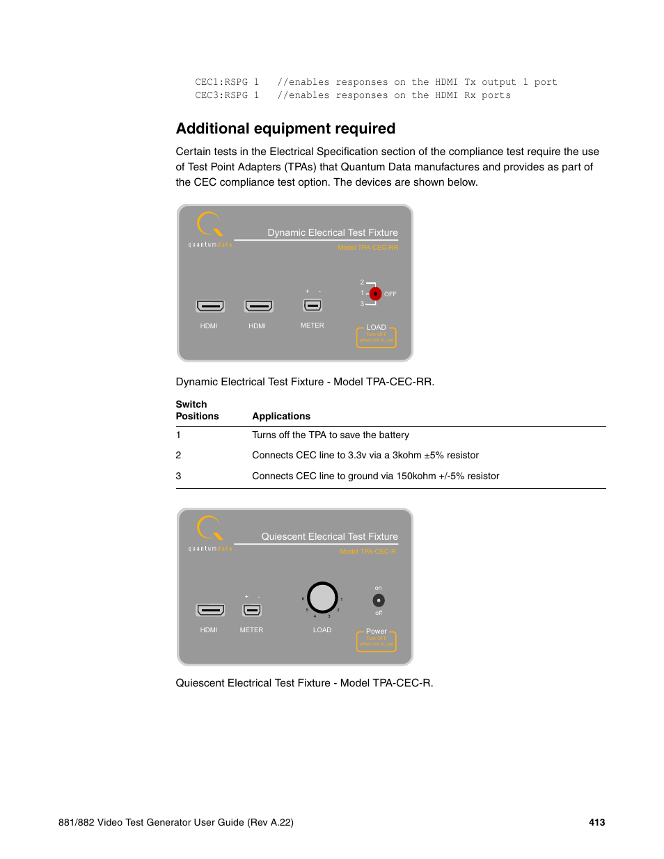 Additional equipment required | Quantum Data 881 User Manual | Page 431 / 1268