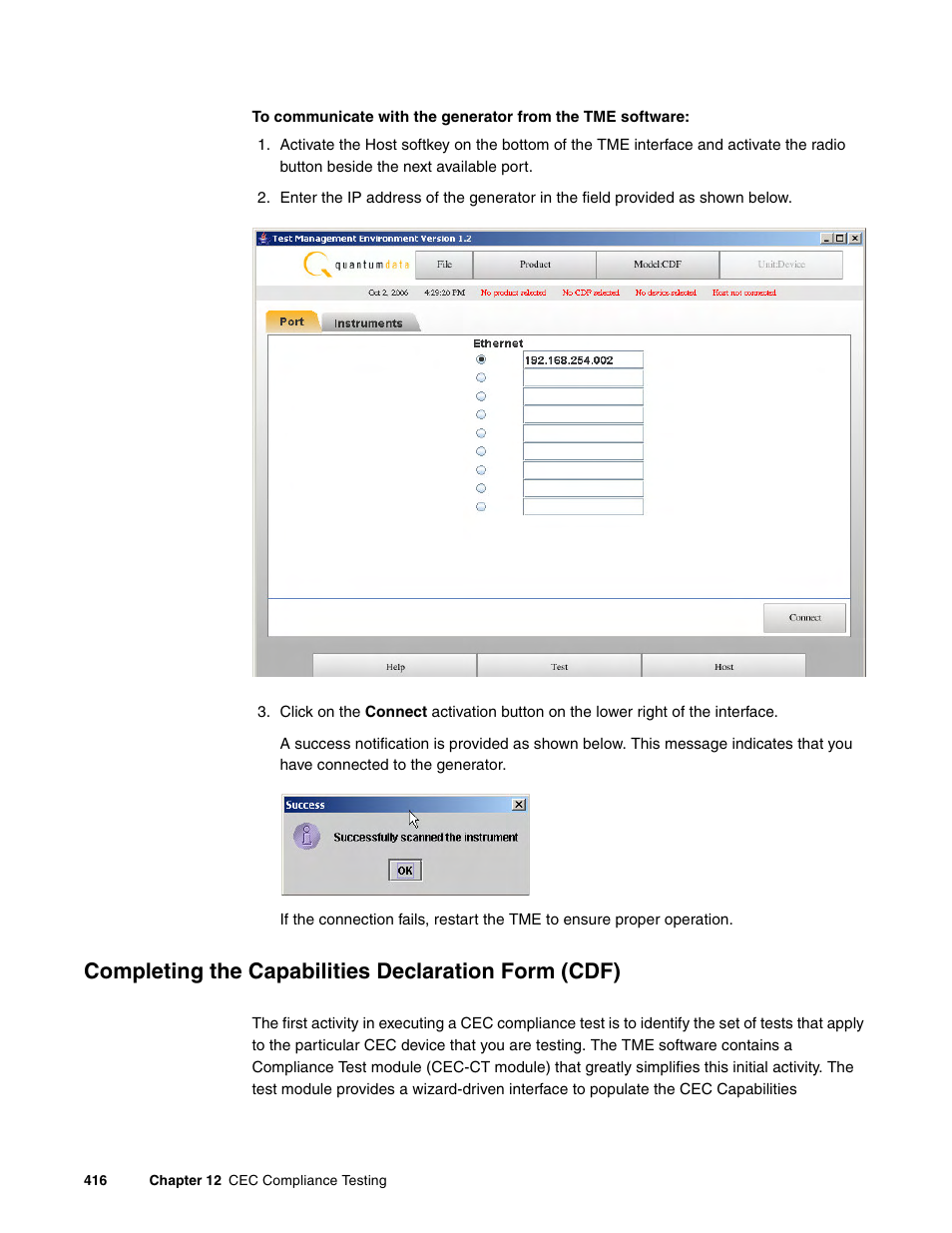 Completing the capabilities declaration form (cdf) | Quantum Data 881 User Manual | Page 434 / 1268