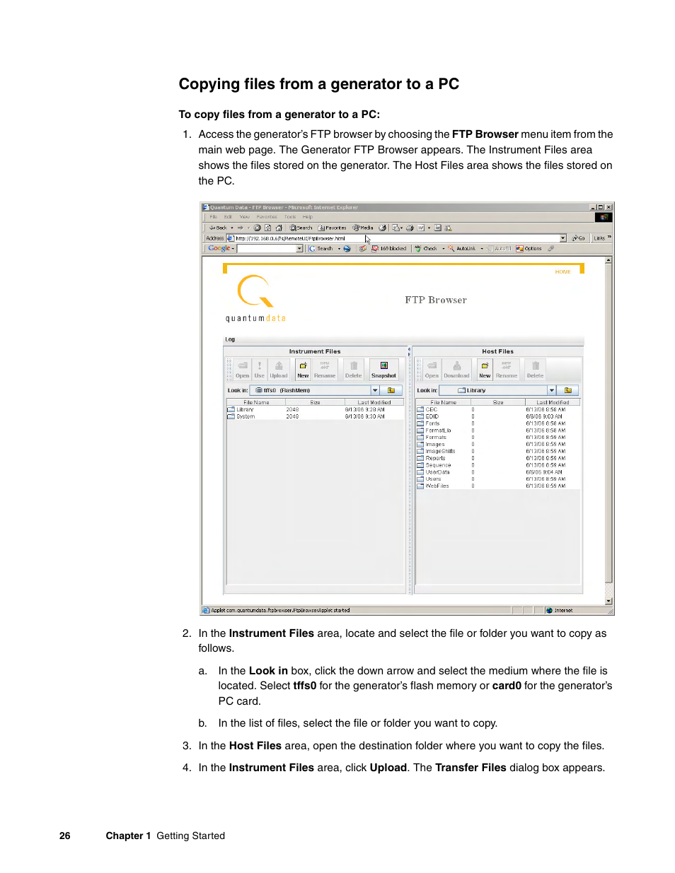 Copying files from a generator to a pc | Quantum Data 881 User Manual | Page 44 / 1268