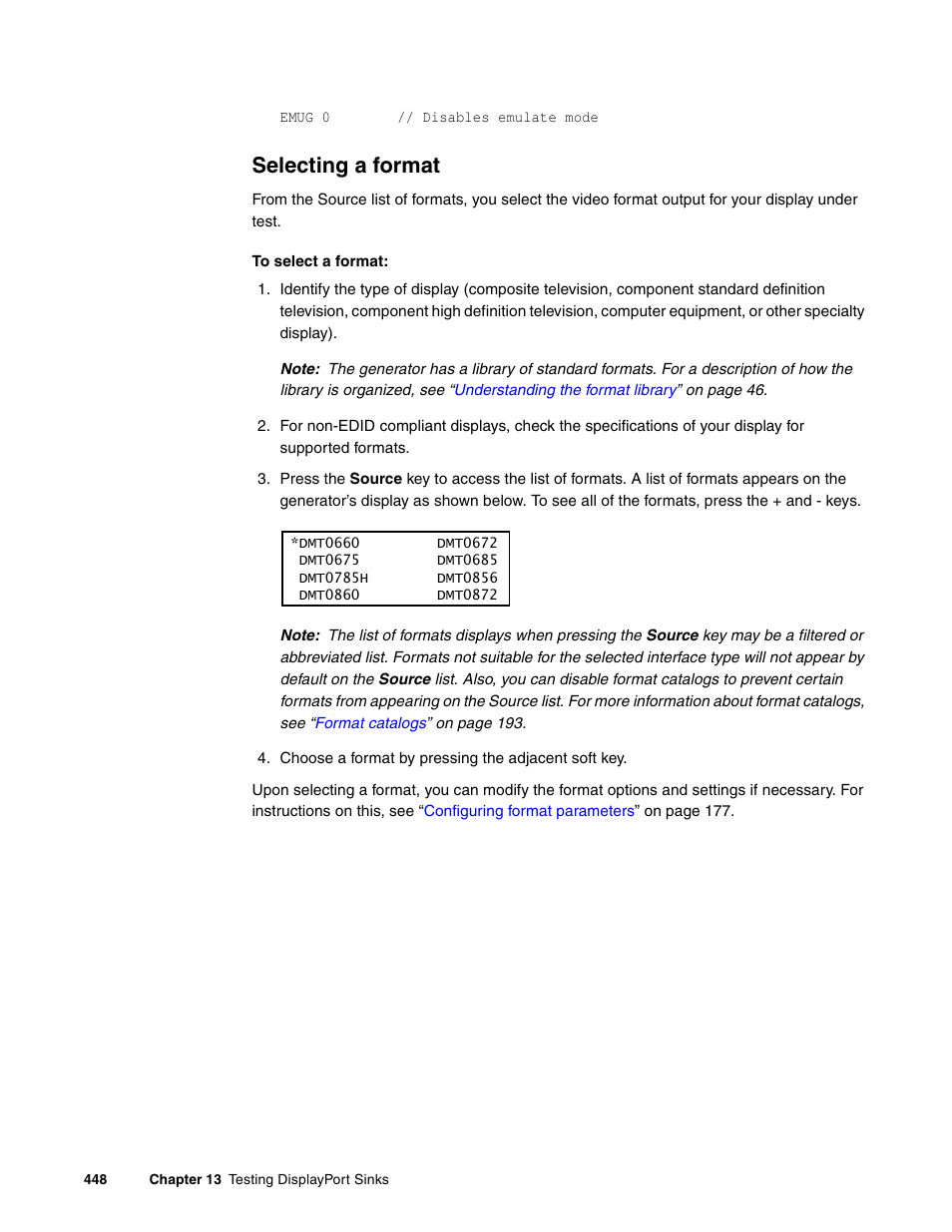 Selecting a format | Quantum Data 881 User Manual | Page 466 / 1268