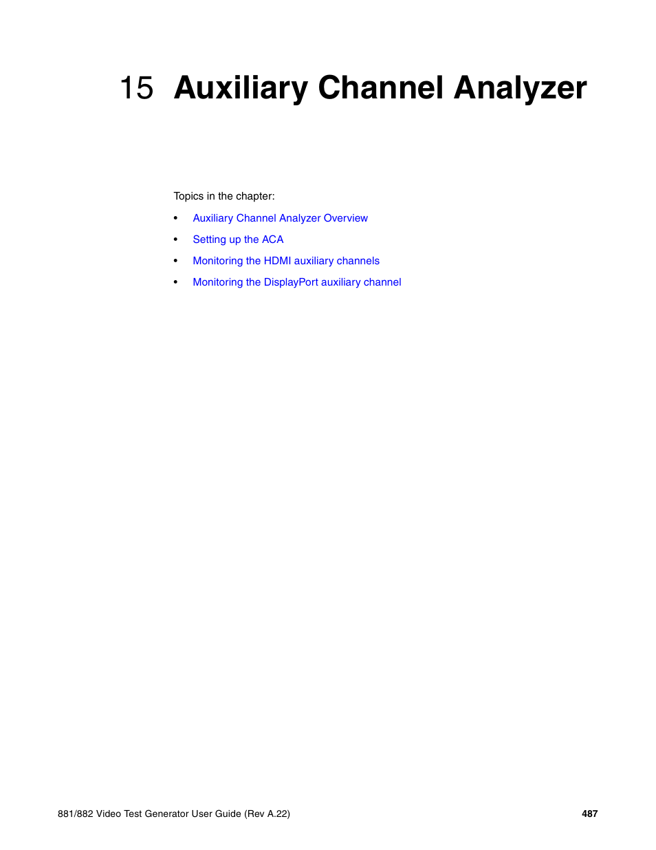 15 auxiliary channel analyzer, Chapter 15 auxiliary channel analyzer | Quantum Data 881 User Manual | Page 505 / 1268