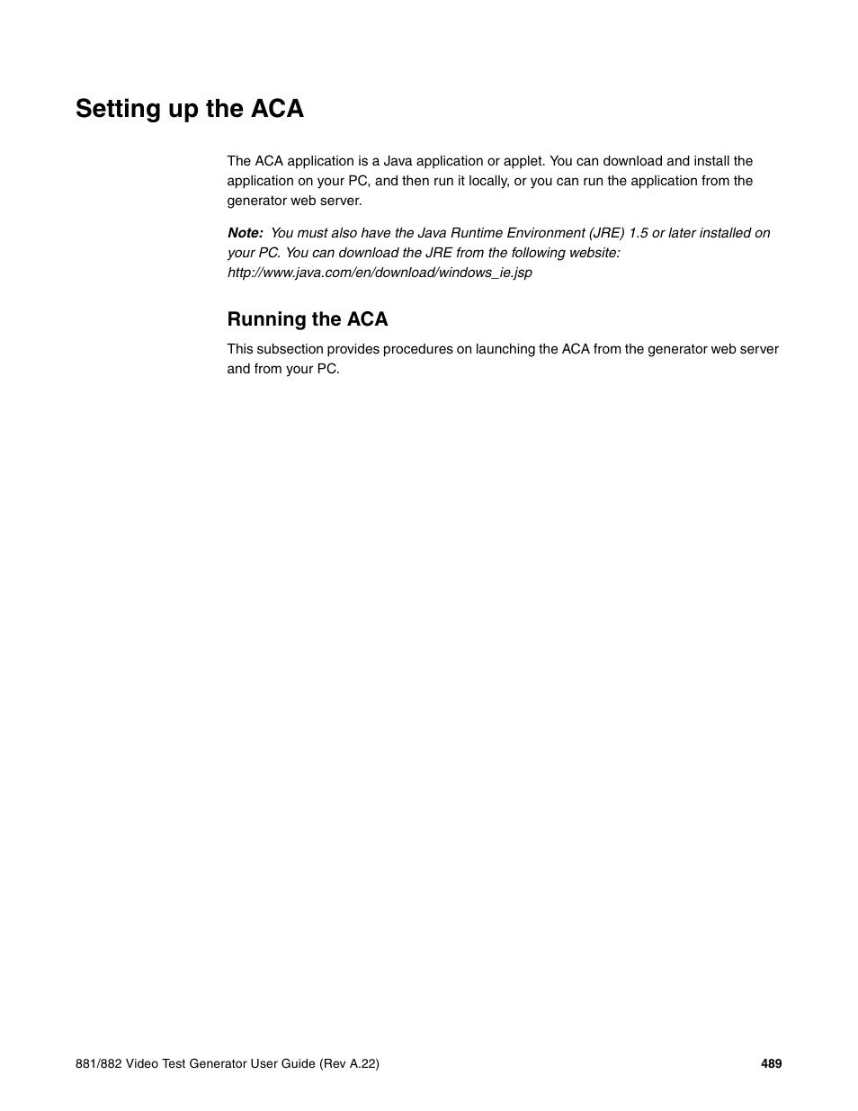 Setting up the aca, Running the aca | Quantum Data 881 User Manual | Page 507 / 1268