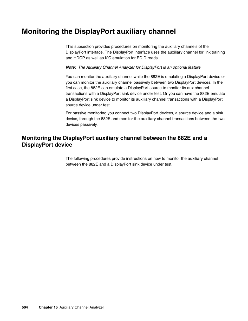Monitoring the displayport auxiliary channel, Monitoring the displayport, Auxiliary channel | Quantum Data 881 User Manual | Page 522 / 1268