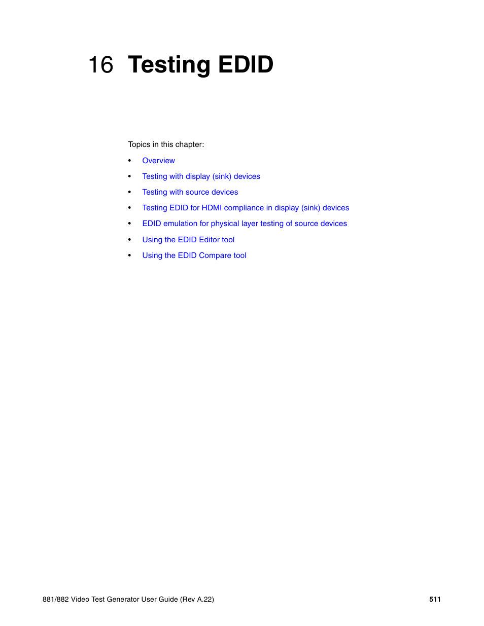 16 testing edid, Chapter 16 testing edid | Quantum Data 881 User Manual | Page 529 / 1268