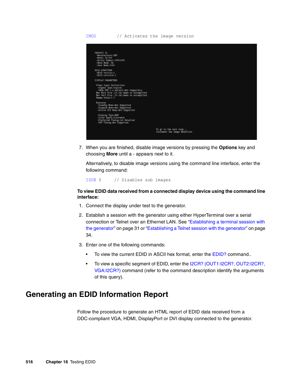 Generating an edid information report | Quantum Data 881 User Manual | Page 534 / 1268