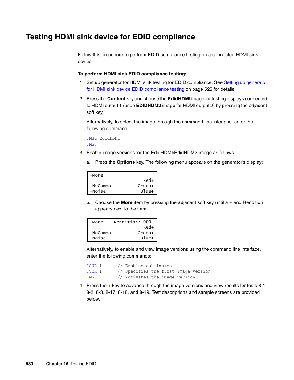 Testing hdmi sink device for edid compliance | Quantum Data 881 User Manual | Page 548 / 1268