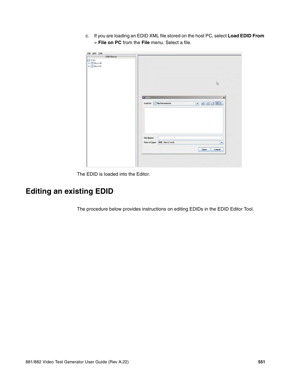Editing an existing edid | Quantum Data 881 User Manual | Page 569 / 1268