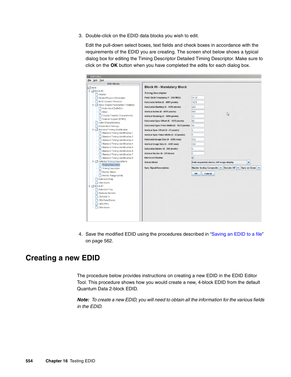 Creating a new edid, Creating, A new edid | Quantum Data 881 User Manual | Page 572 / 1268