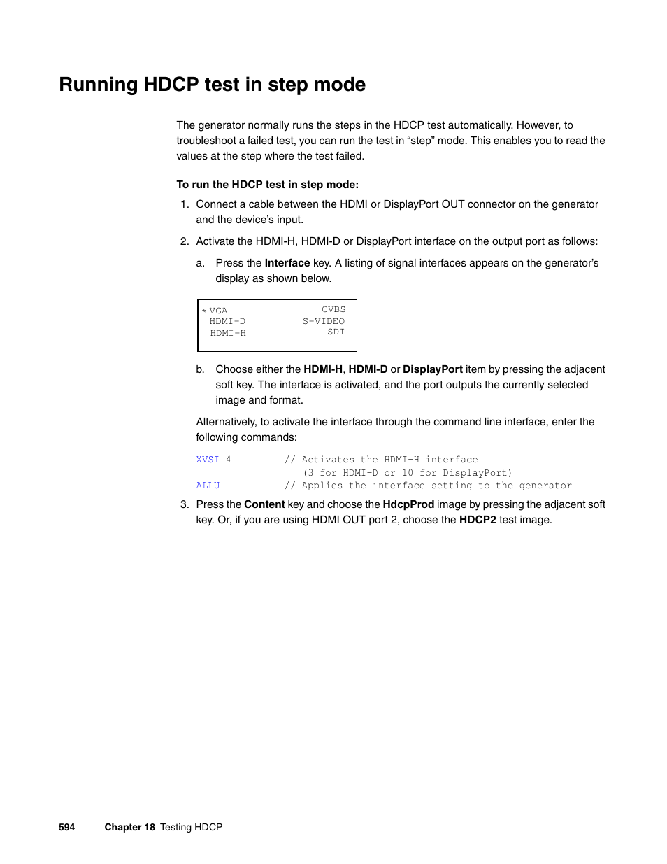 Running hdcp test in step mode | Quantum Data 881 User Manual | Page 612 / 1268