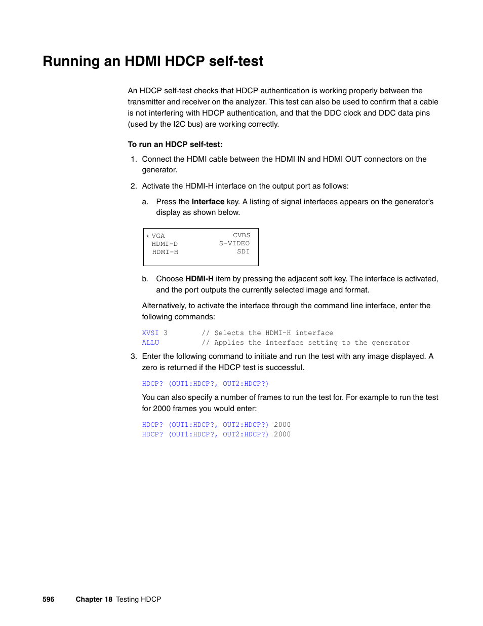 Running an hdmi hdcp self-test | Quantum Data 881 User Manual | Page 614 / 1268