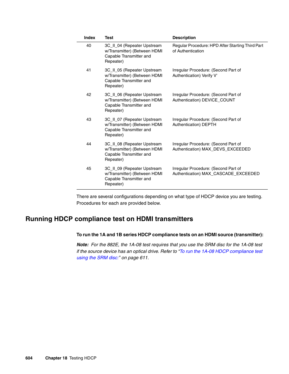 Running hdcp compliance test on hdmi transmitters | Quantum Data 881 User Manual | Page 622 / 1268