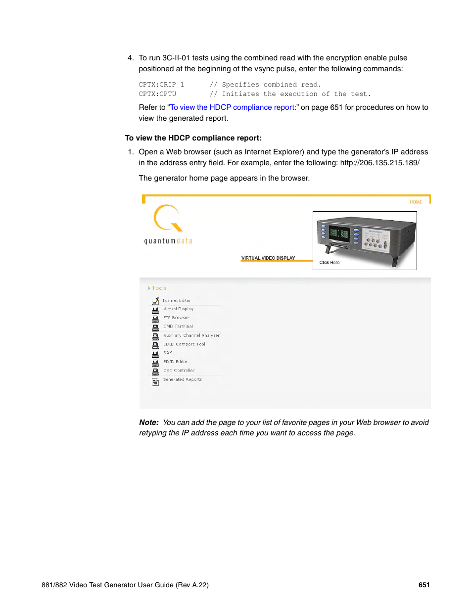 To view the hdcp compliance report | Quantum Data 881 User Manual | Page 669 / 1268