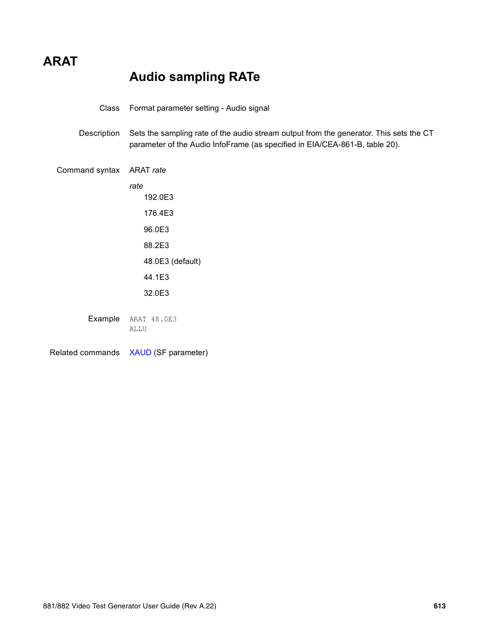 Arat | Quantum Data 881 User Manual | Page 729 / 1268