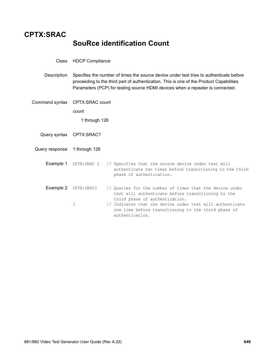 Cptx:srac | Quantum Data 881 User Manual | Page 765 / 1268