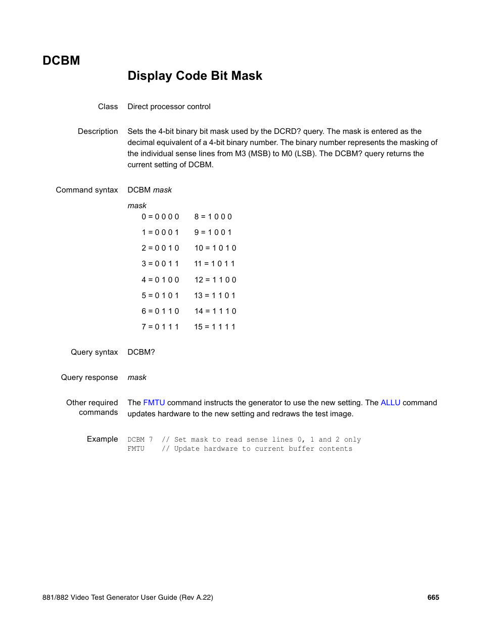Dcbm | Quantum Data 881 User Manual | Page 781 / 1268
