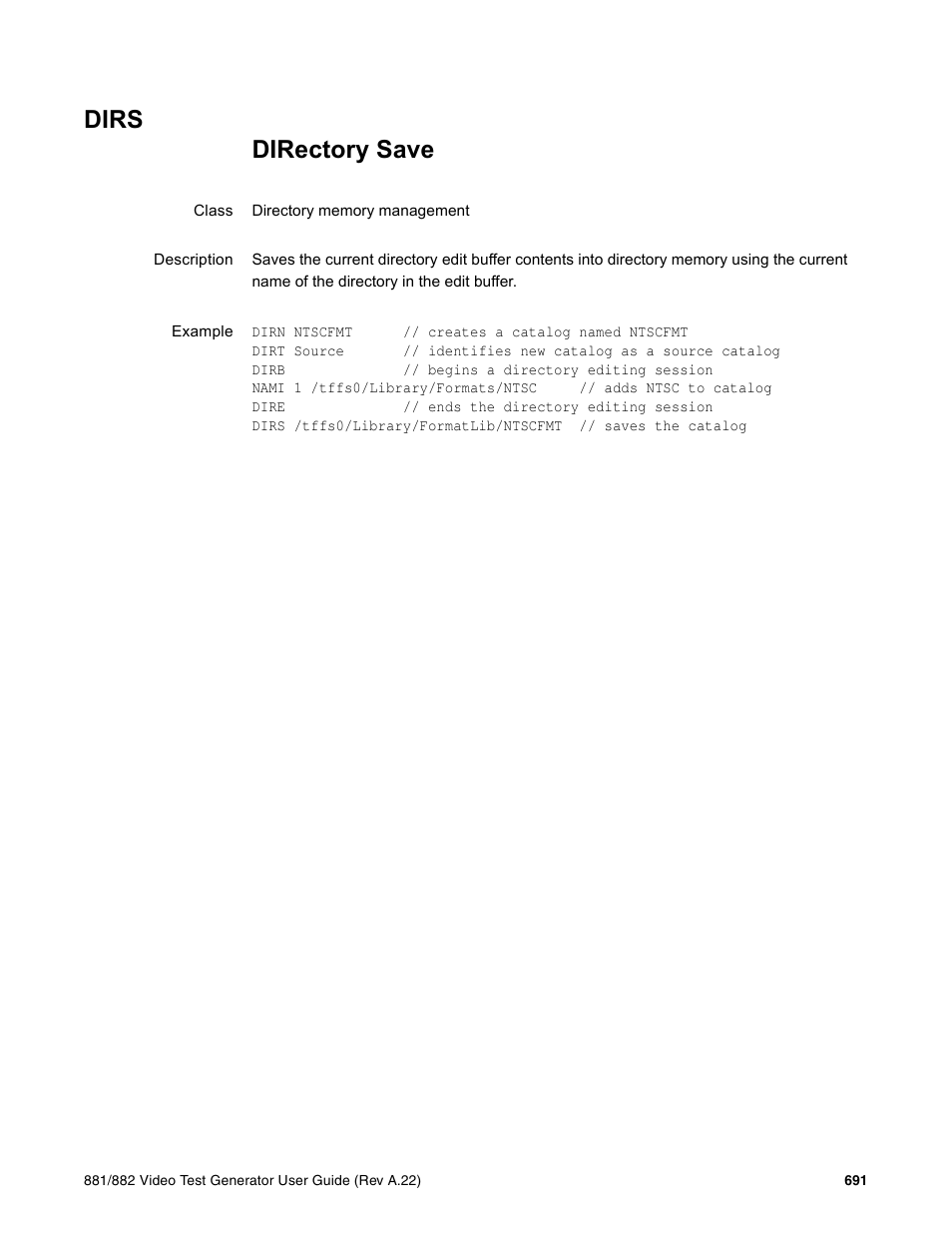 Dirs | Quantum Data 881 User Manual | Page 807 / 1268