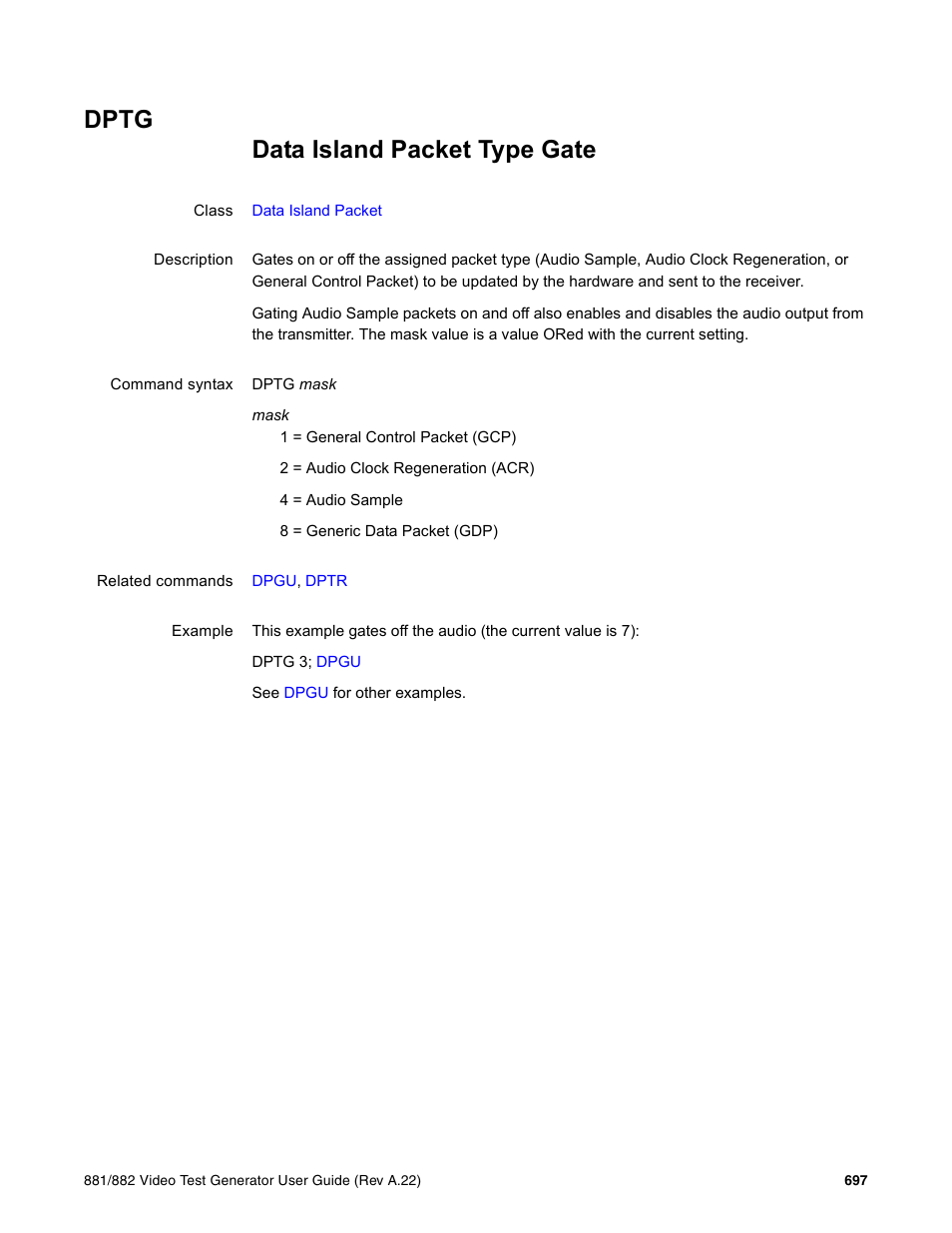 Dptg | Quantum Data 881 User Manual | Page 813 / 1268