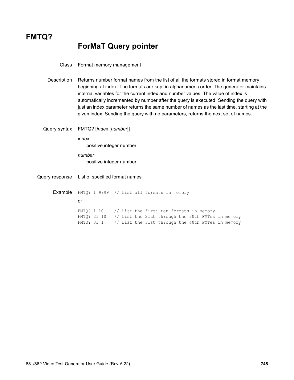 Fmtq | Quantum Data 881 User Manual | Page 861 / 1268