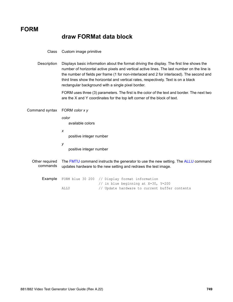 Form | Quantum Data 881 User Manual | Page 865 / 1268