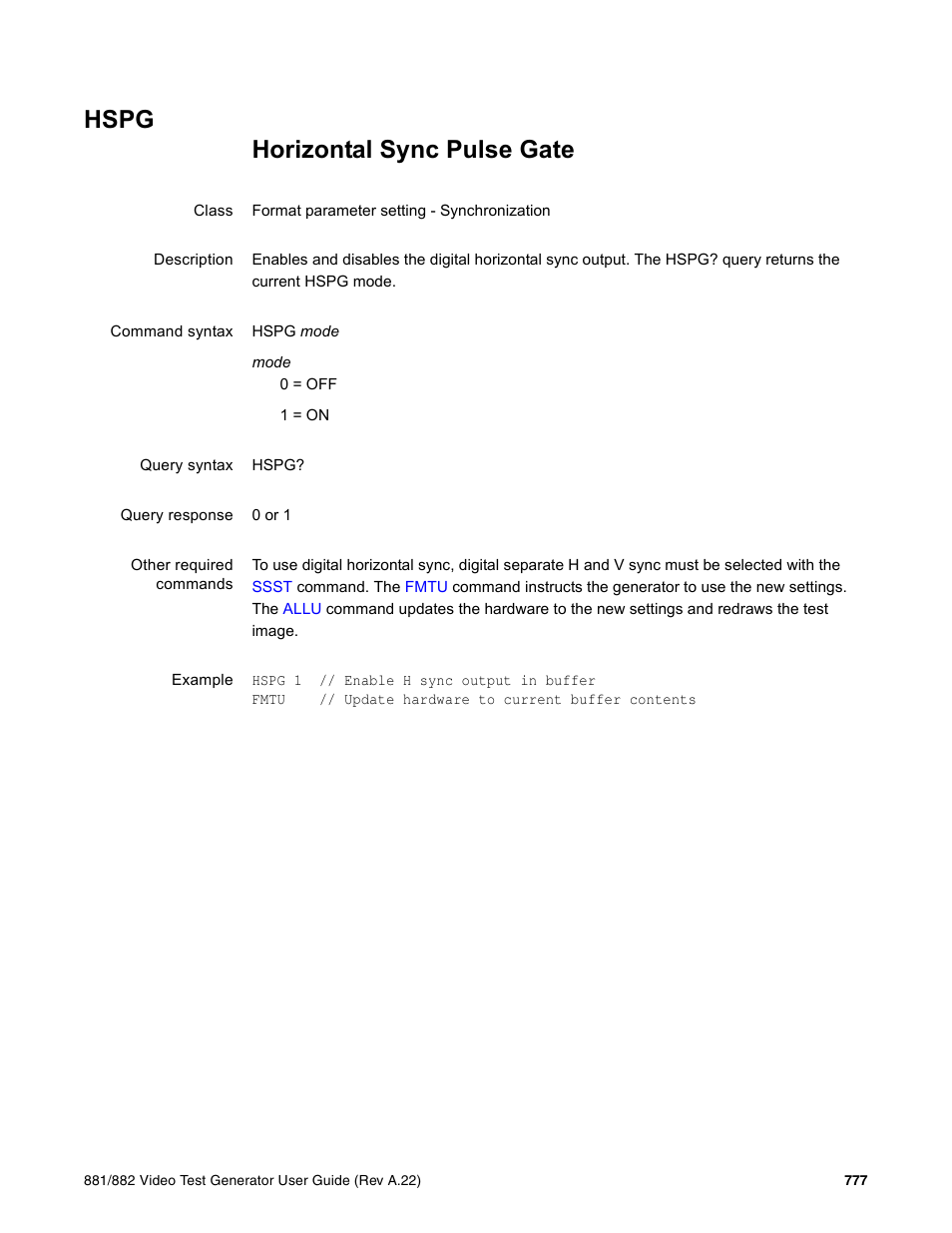 Hspg | Quantum Data 881 User Manual | Page 893 / 1268