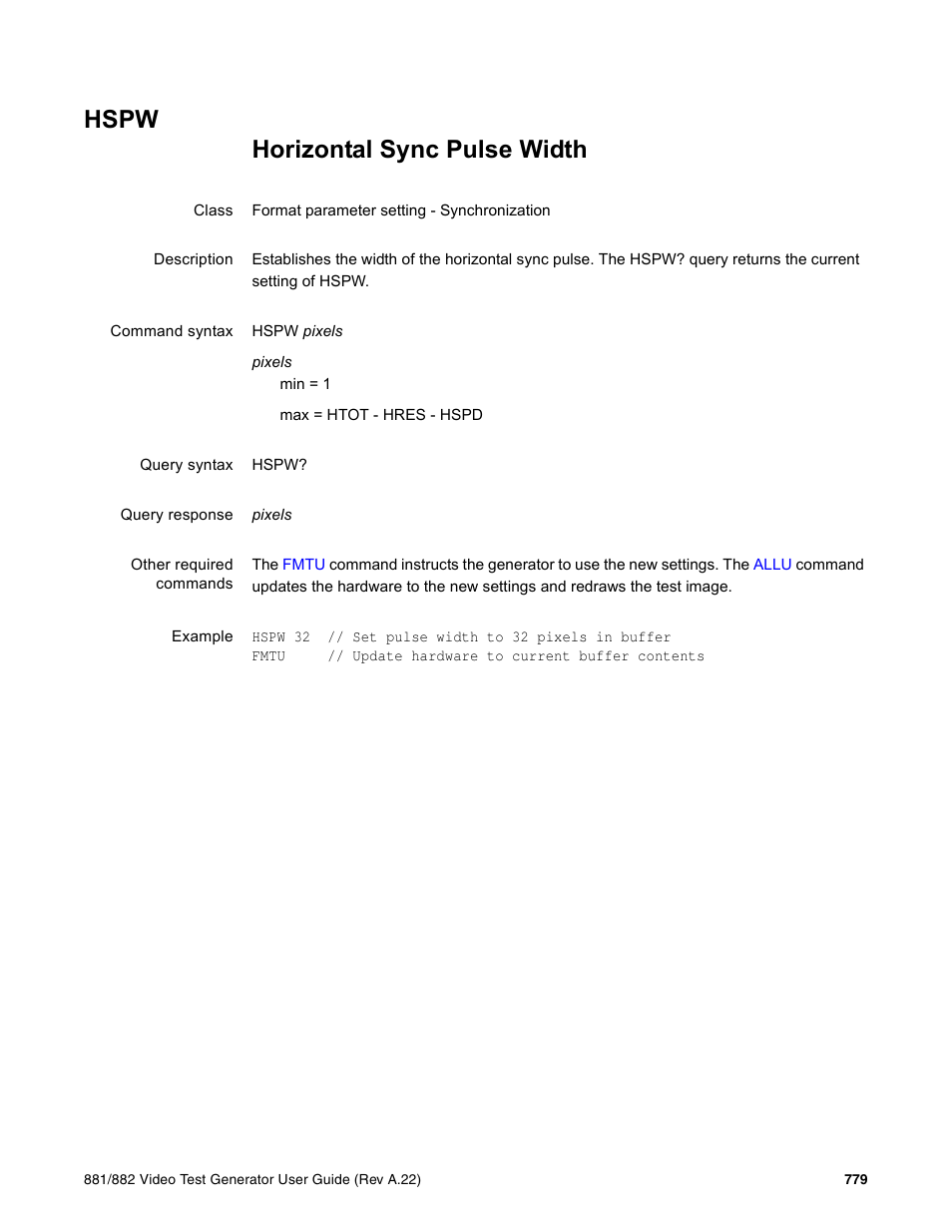 Hspw | Quantum Data 881 User Manual | Page 895 / 1268