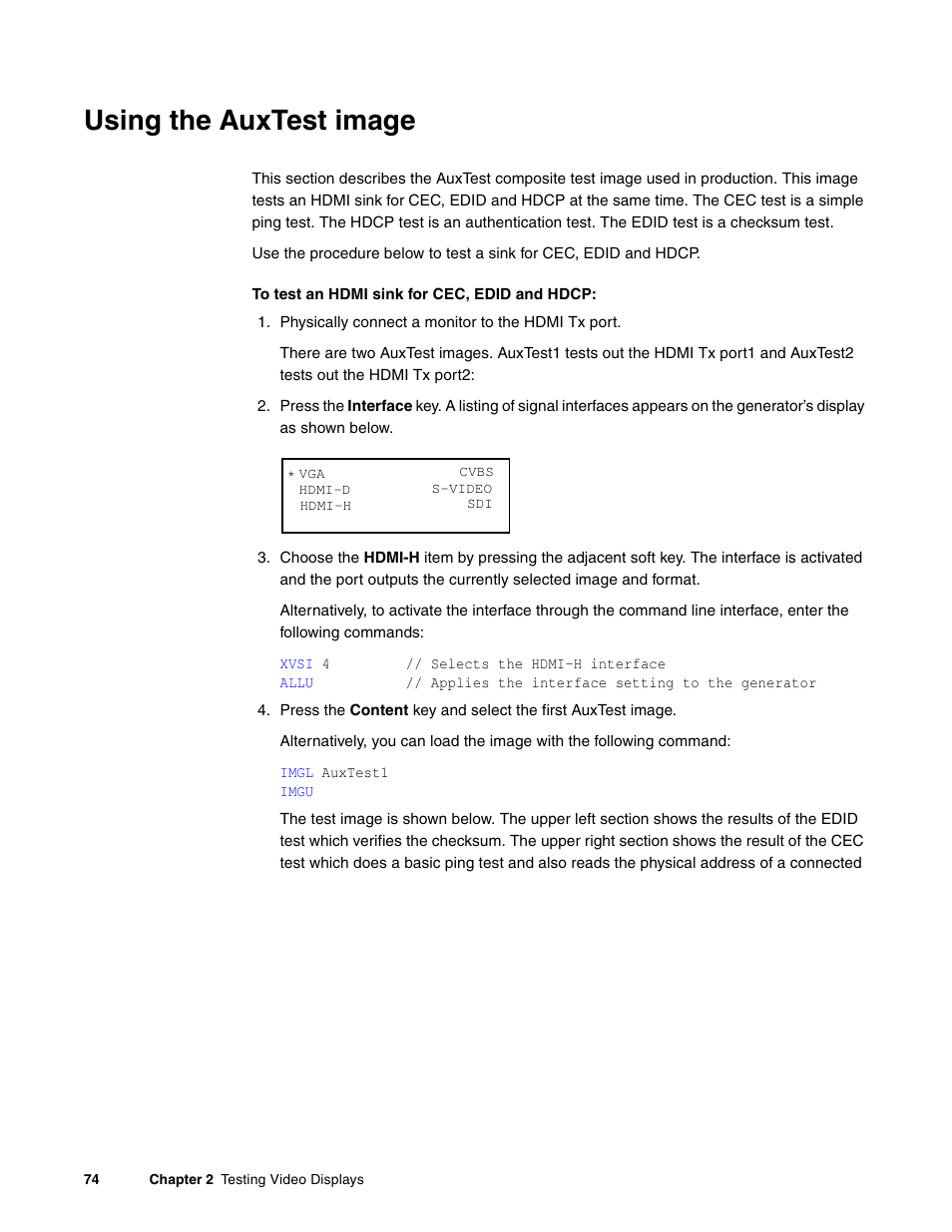 Using the auxtest image | Quantum Data 881 User Manual | Page 92 / 1268