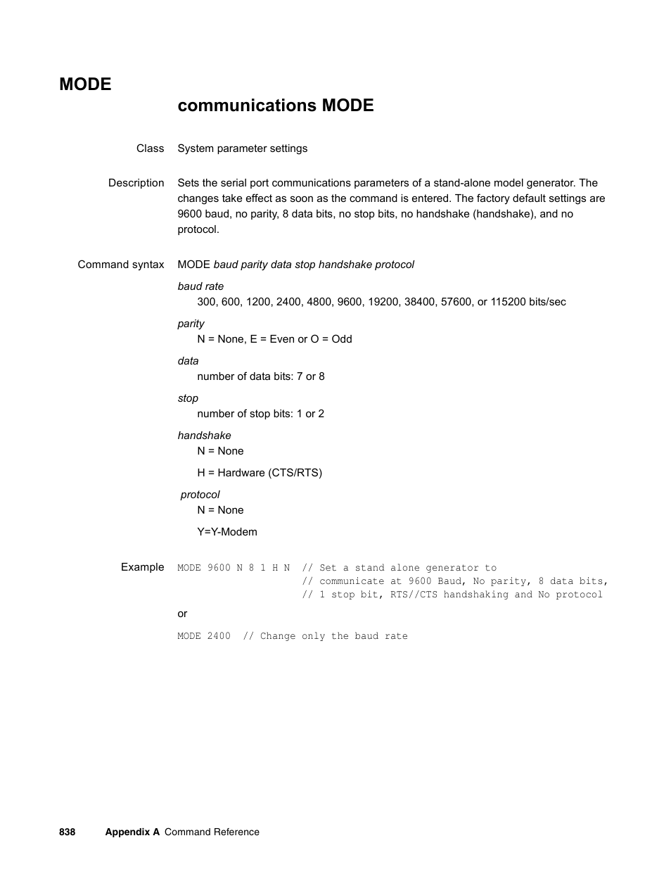 Mode | Quantum Data 881 User Manual | Page 954 / 1268