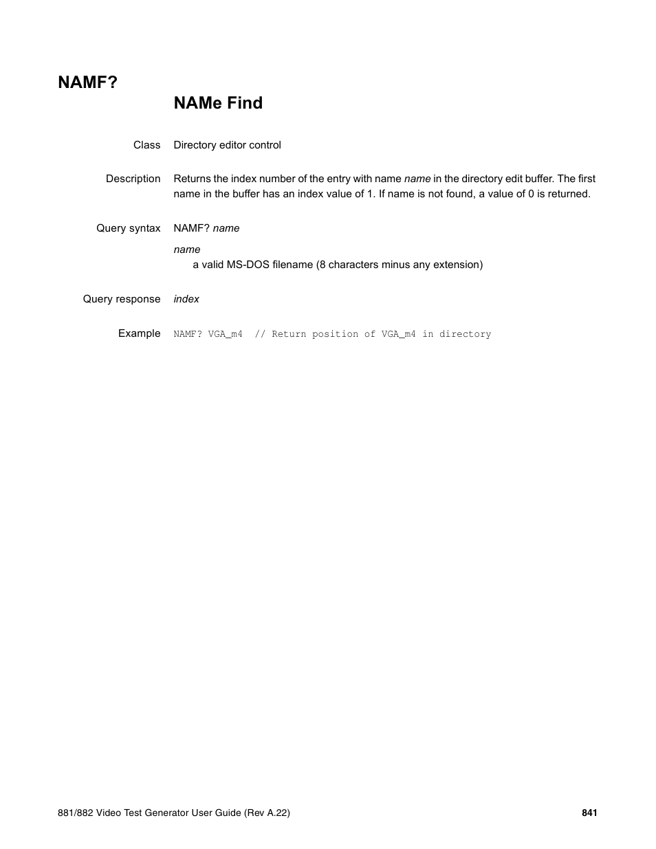 Namf | Quantum Data 881 User Manual | Page 957 / 1268
