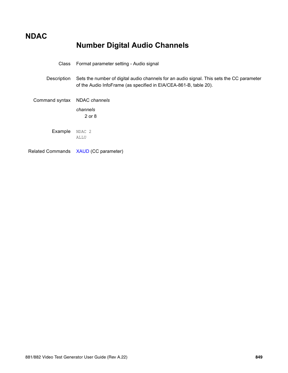 Ndac | Quantum Data 881 User Manual | Page 965 / 1268