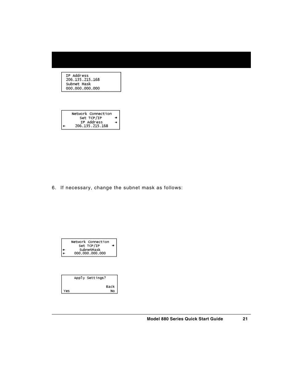 Setting the generator's ip address | Quantum Data 880 User Manual | Page 21 / 29