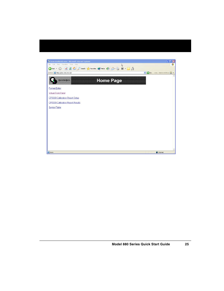 Virtual front panel | Quantum Data 880 User Manual | Page 25 / 29