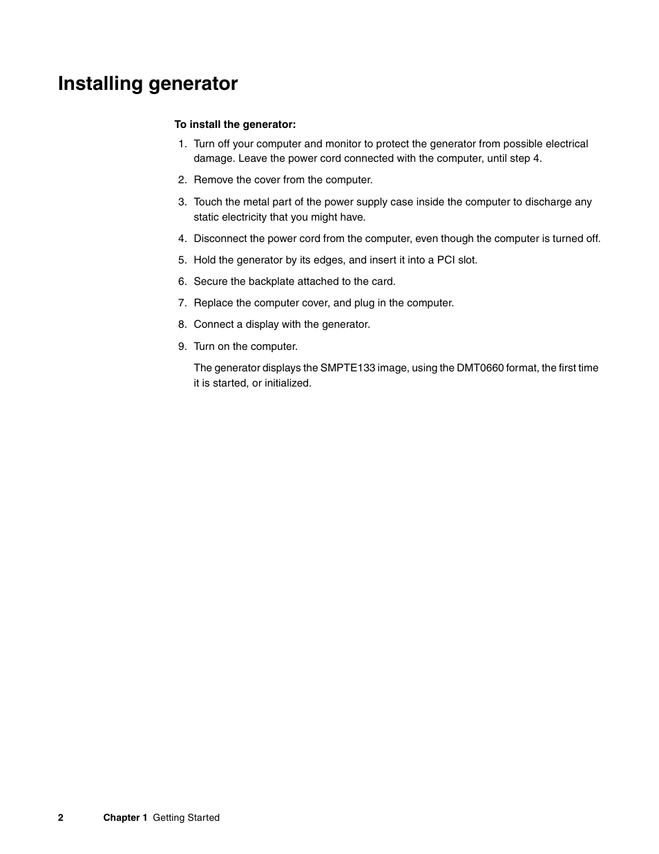 Installing generator | Quantum Data 802R-PCI User Manual | Page 6 / 26