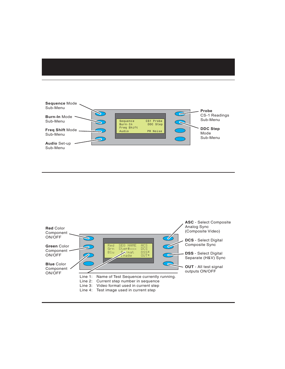 Using test sequences, Test menu, Running test sequence manually | Quantum Data 700 User Manual | Page 12 / 26