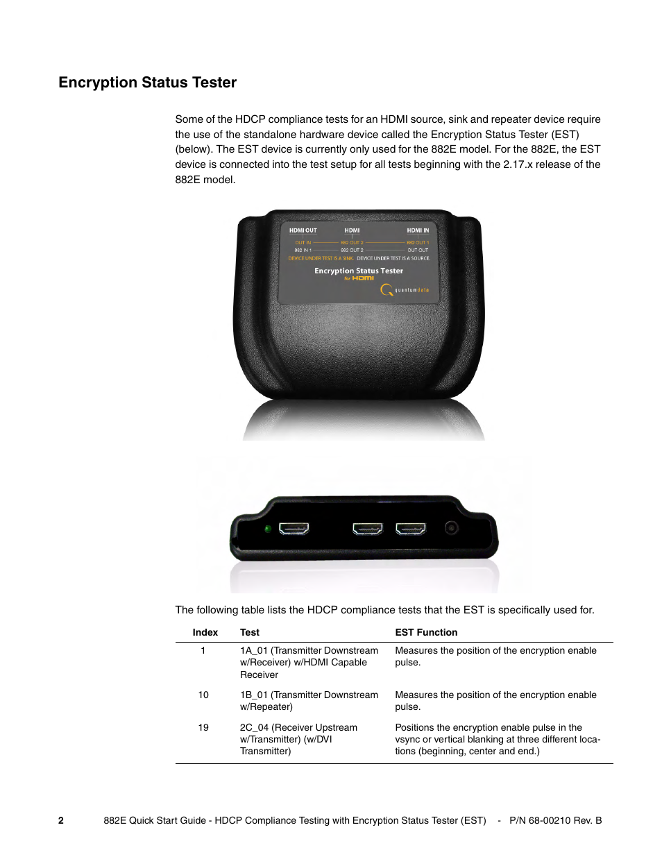 Encryption status tester | Quantum Data 882E User Manual | Page 3 / 48