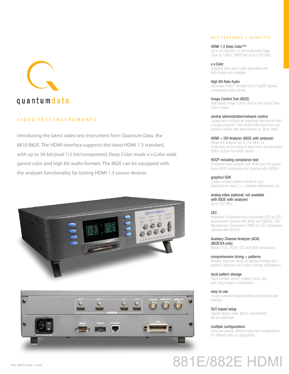 Quantum Data 881E User Manual | 3 pages