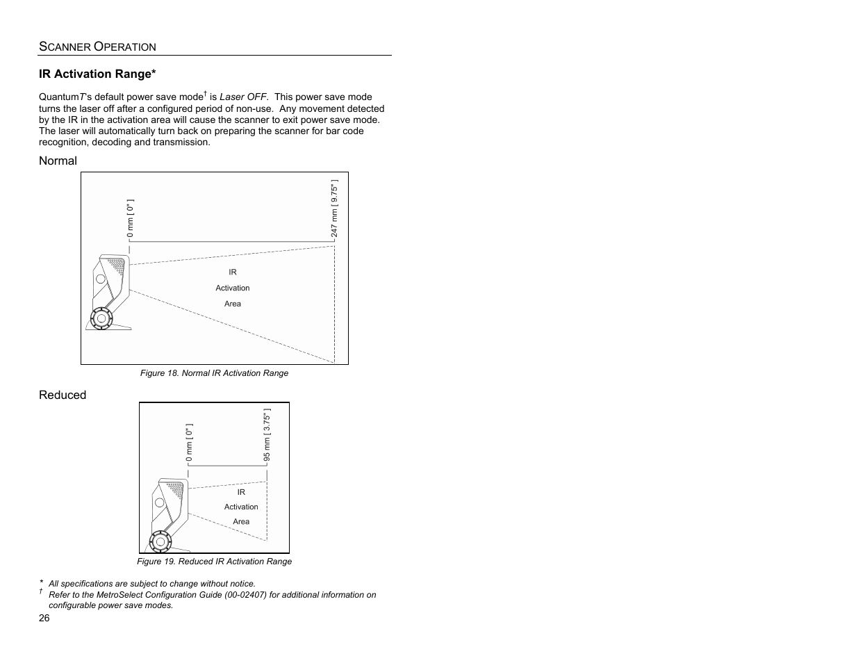 Ir activation range, Normal, Reduced | Quantum Instruments MS3580 User Manual | Page 30 / 56