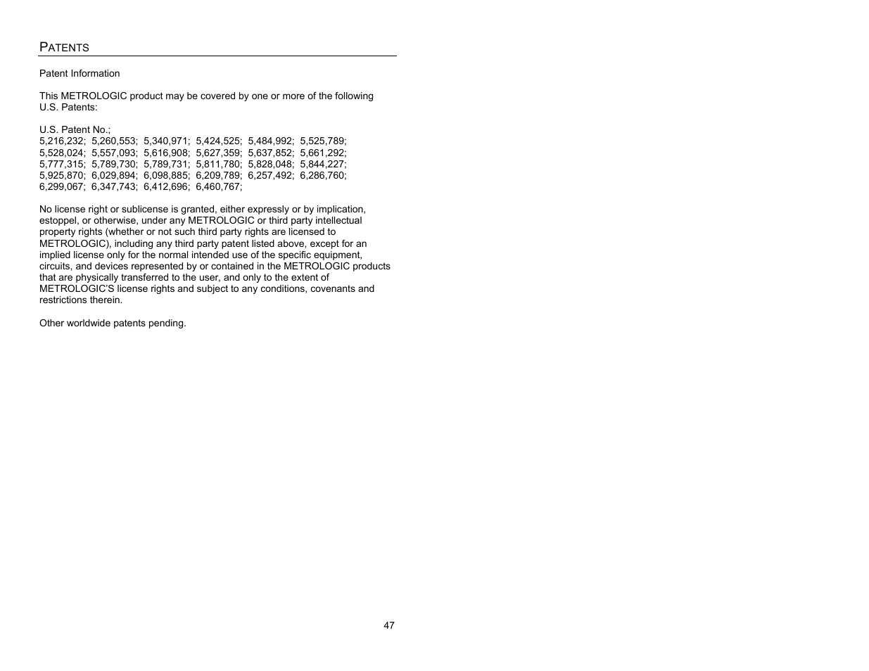 Patents | Quantum Instruments MS3580 User Manual | Page 51 / 56