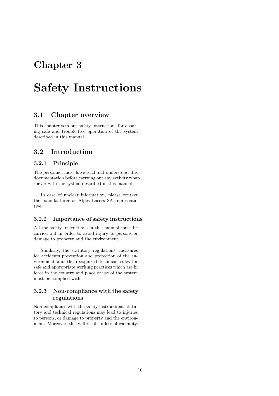Safety instructions, Chapter 3 | Quantum Instruments Cascade Laser Starter Kit User Manual | Page 11 / 60