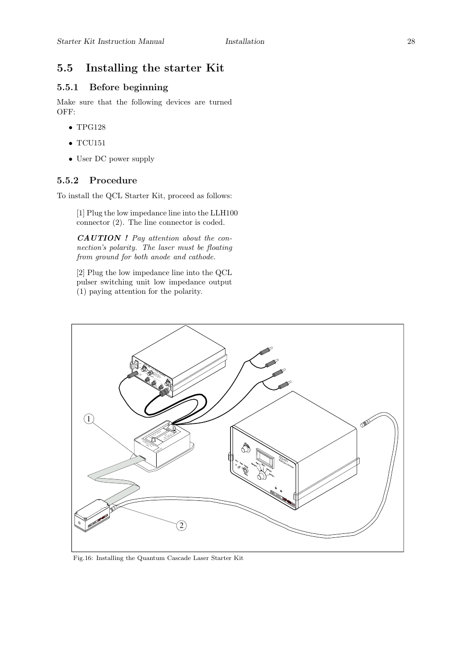 5 installing the starter kit, 1 before beginning, 2 procedure | Starter kit instruction manual installation 28 | Quantum Instruments Cascade Laser Starter Kit User Manual | Page 29 / 60